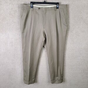 Hart Schaffner Marx Pants Mens 38x26 Tan Wool Pleated Dress Suit Trouser Brown